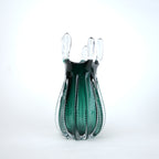 Emerald green glass vase with crown rim design available in small and big sizes for modern decor