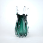 Emerald green glass vase with crown rim design available in small and big sizes for modern decor