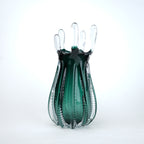 Emerald green glass vase with crown rim design available in small and big sizes for modern decor