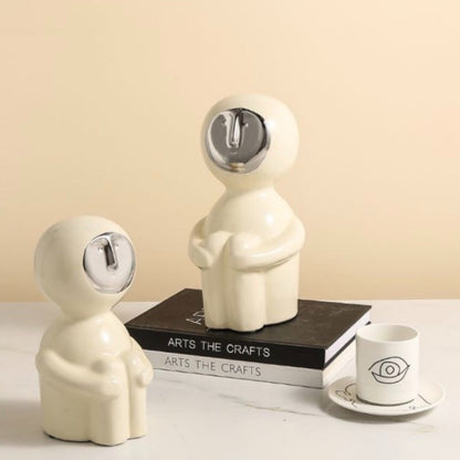 Modern Grace: Ivory & Silver Art Sculpture