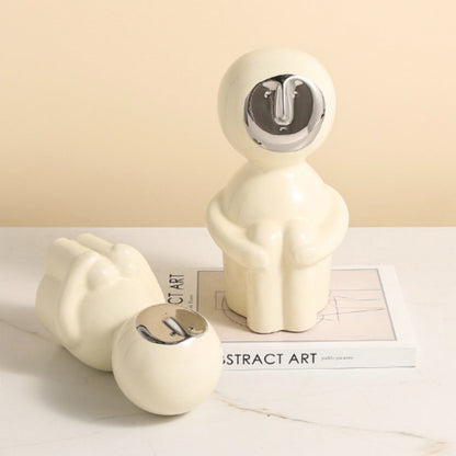 Modern Grace: Ivory & Silver Art Sculpture