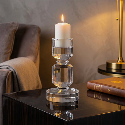 Faceted Crystal Taper Candle Holder