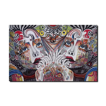 Modern abstract face painting styled as statement wall decor