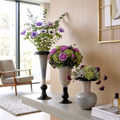 Flared rim speckle trio w/ hydrangea, hall