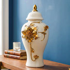 Floral Stem Ceramic Jar