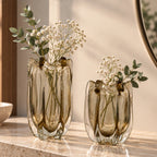 Premium smoky glass vase with abstract organic shape and luxury contemporary tabletop decor appeal for stylish homes