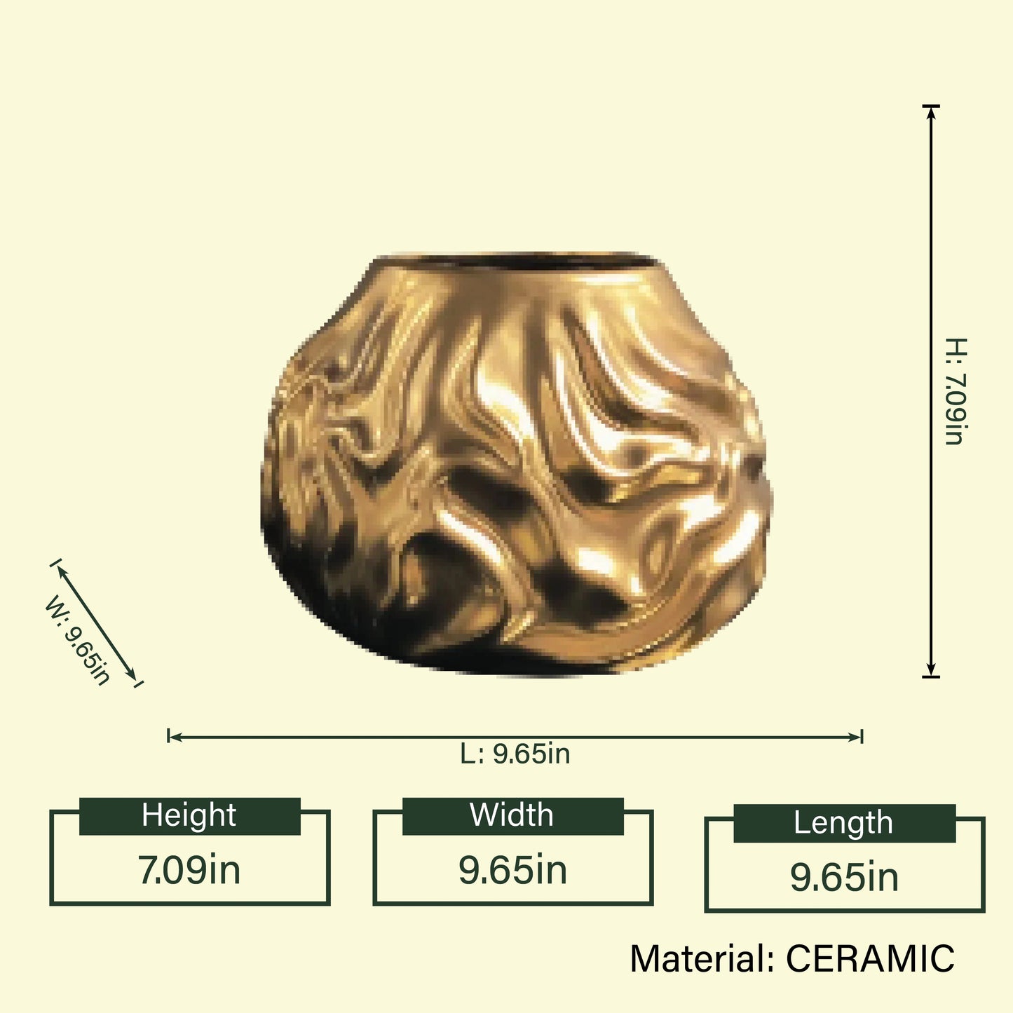 Luxury metallic ceramic decorative vases featuring sculptural fluid textures in gold and silver finishes, ideal for fresh flowers, console tables, dining spaces and modern designer interiors.