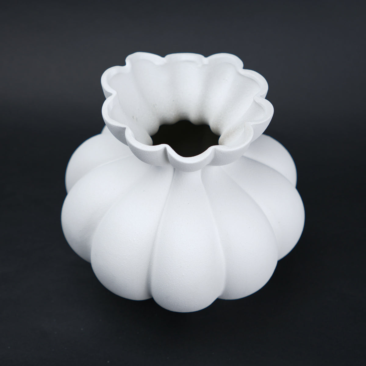 Fluted ceramic vase in ivory white for modern home decor styling