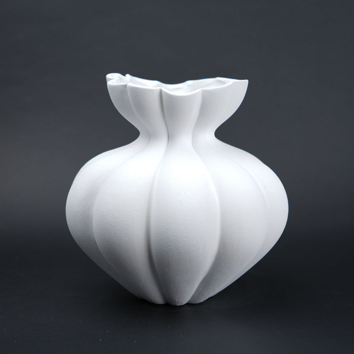 Fluted ceramic vase in ivory white for modern home decor styling