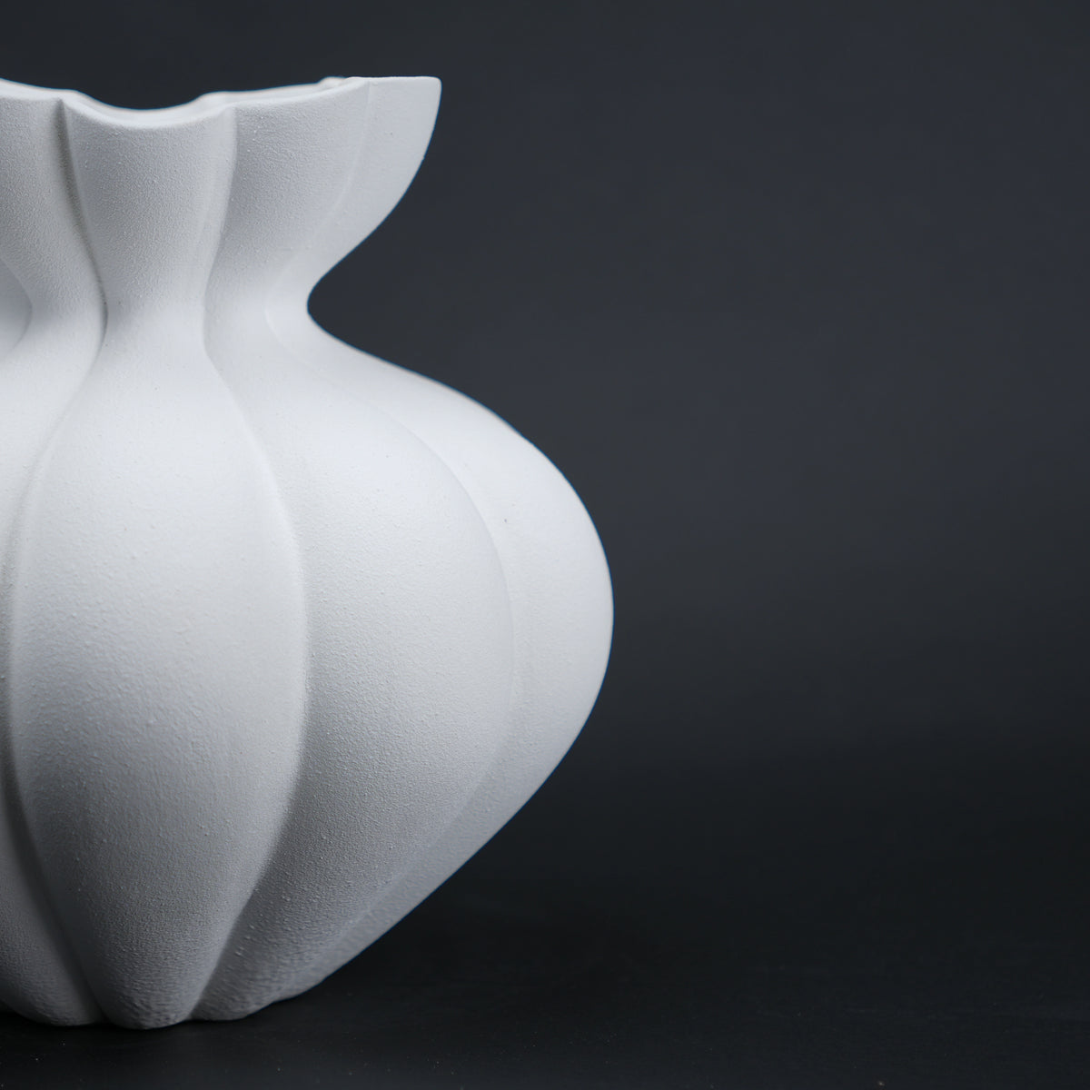 Fluted ceramic vase in ivory white for modern home decor styling
