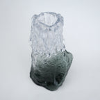 Frosted glass vase with melted texture and deep green base in small and big sizes