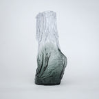 Frosted glass vase with melted texture and deep green base in small and big sizes