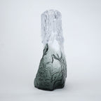 Frosted glass vase with melted texture and deep green base in small and big sizes