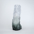 Frosted glass vase with melted texture and deep green base in small and big sizes