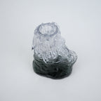 Frosted glass vase with melted texture and deep green base in small and big sizes