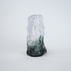 Frosted glass vase with melted texture and deep green base in small and big sizes