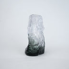 Frosted glass vase with melted texture and deep green base in small and big sizes