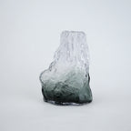 Frosted glass vase with melted texture and deep green base in small and big sizes