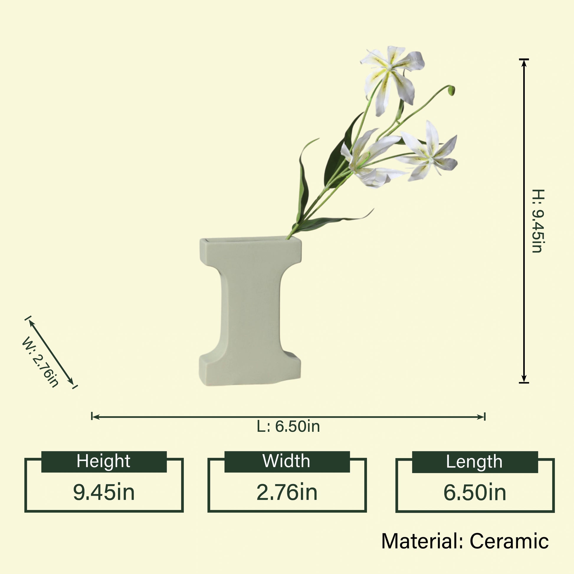 Altura Vista Vase sage I-shape w/ lily diagram