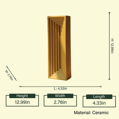 Linear Frame mustard column vase w/ dimensions