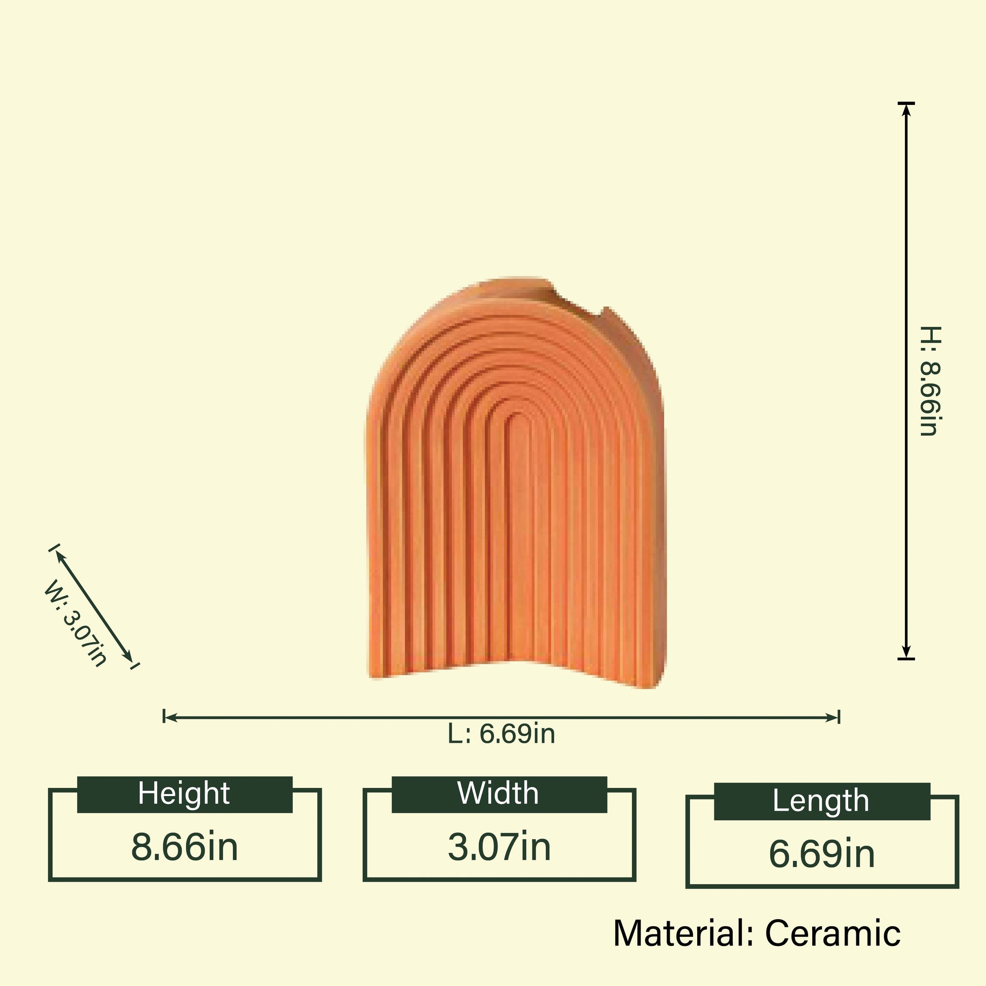 Solstice Radiance terracotta arch w/ dimensions