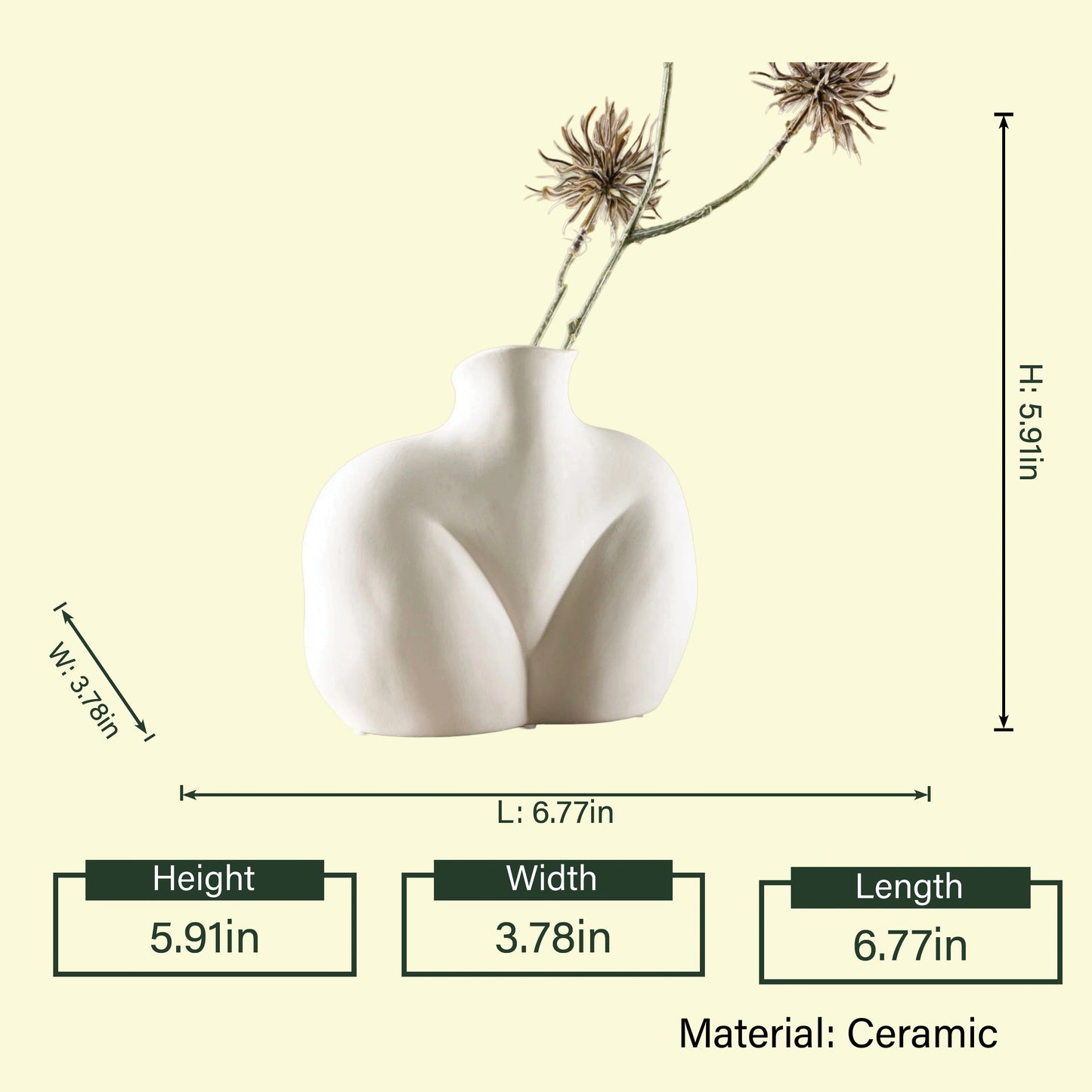 Vitality Curve Vase torso form, 5.91in diagram