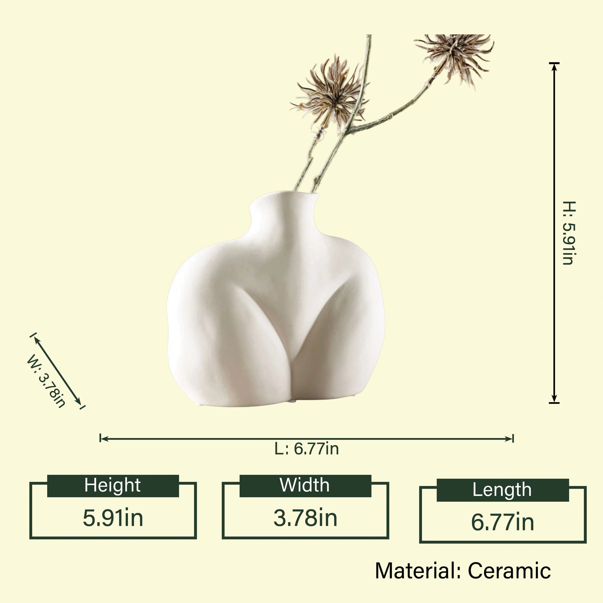 Vitality Curve Vase torso form, 5.91in diagram