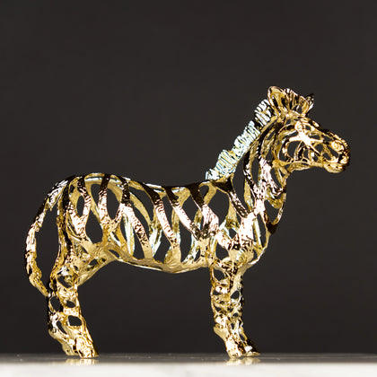 Designer gold zebra showpiece for luxury living room and console table decoration