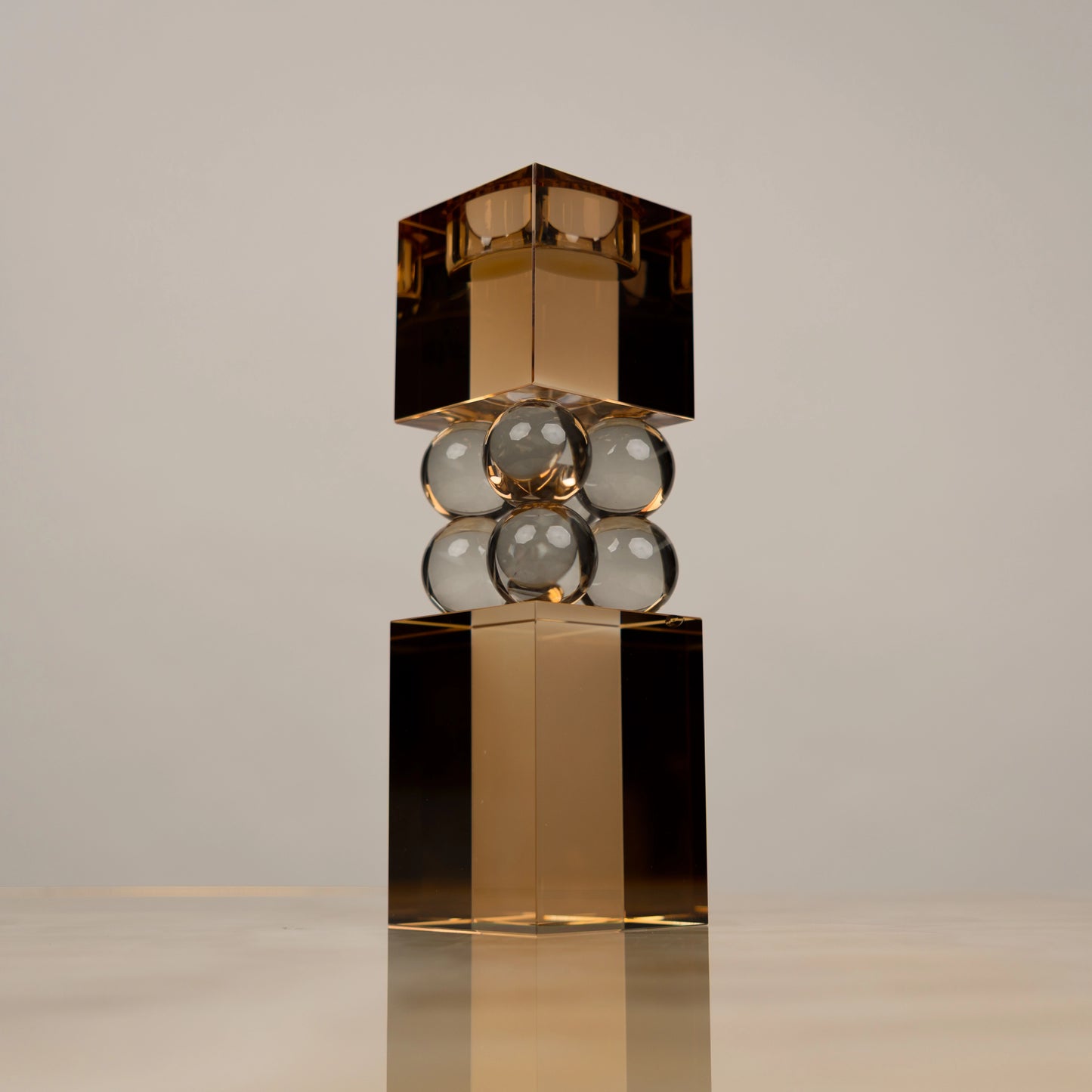 Amber Grey Crystal Candle Stand - Big