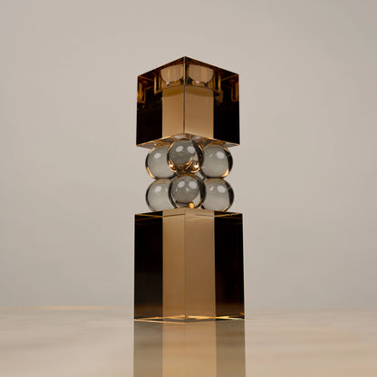 Amber Grey Crystal Candle Stand - Big