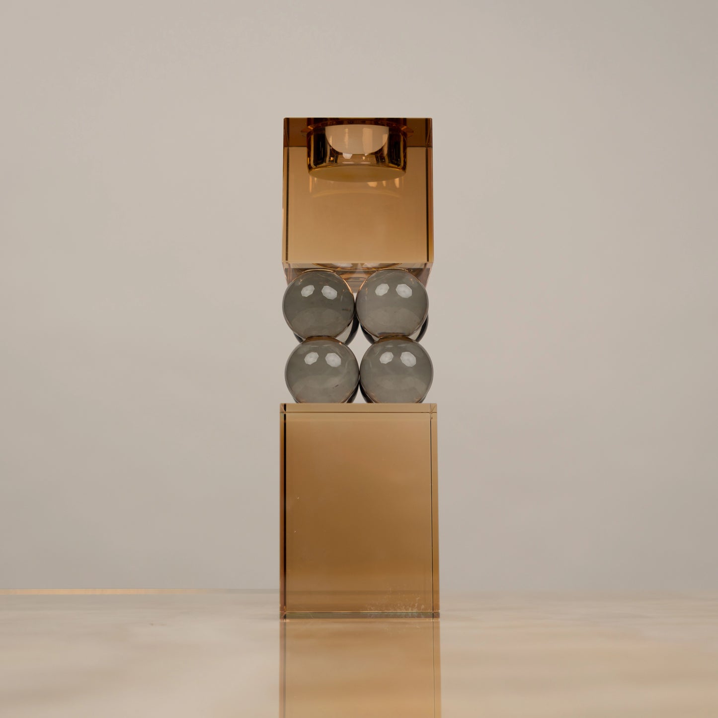 Amber Grey Crystal Candle Stand - Big