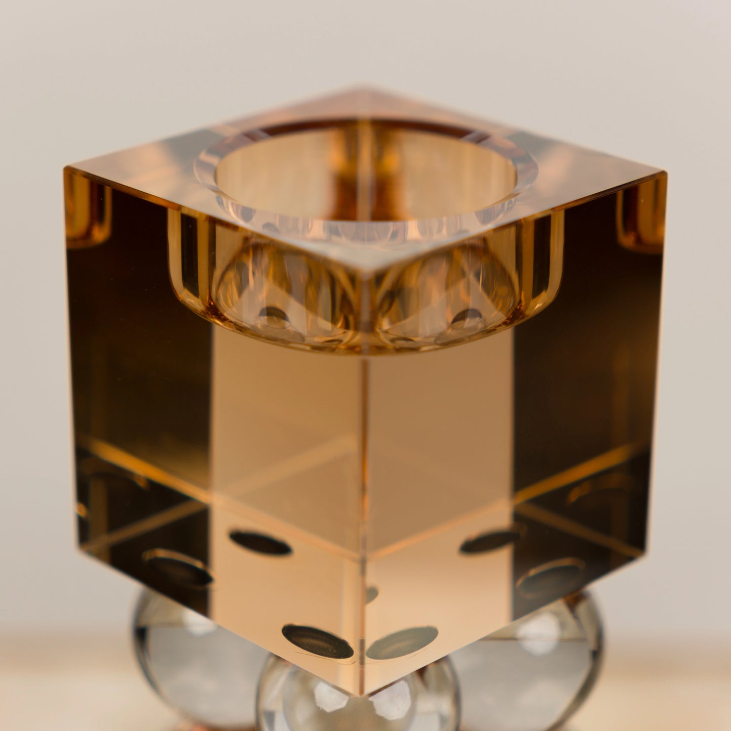 Amber Grey Crystal Candle Stand - Big