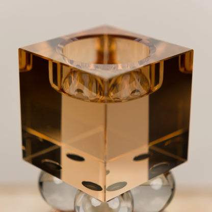 Amber Grey Crystal Candle Stand - Big