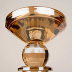 Amber crystal candle holder, faceted ball macro