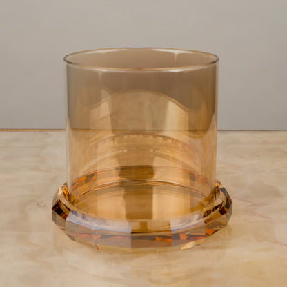 Amber Glass Faceted Votive Holder - Small
