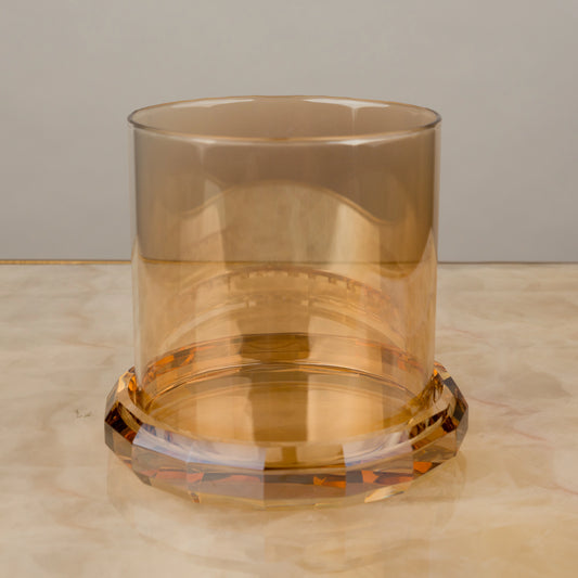Amber Glass Faceted Votive Holder - Small
