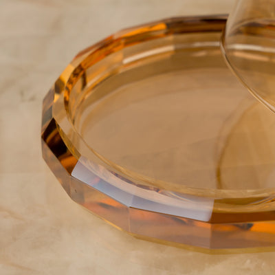 Amber Glass Faceted Votive Holder - Small