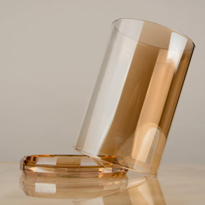 Amber Glass Faceted Votive Holder - Big