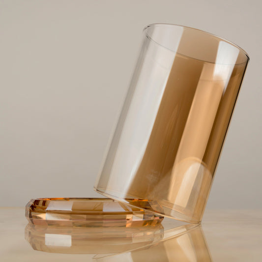 Amber Glass Faceted Votive Holder - Big