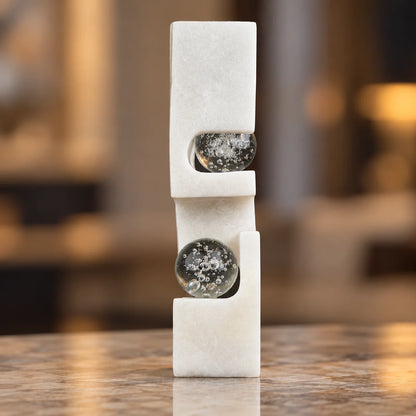 marble base crystal ball decor for console table styling