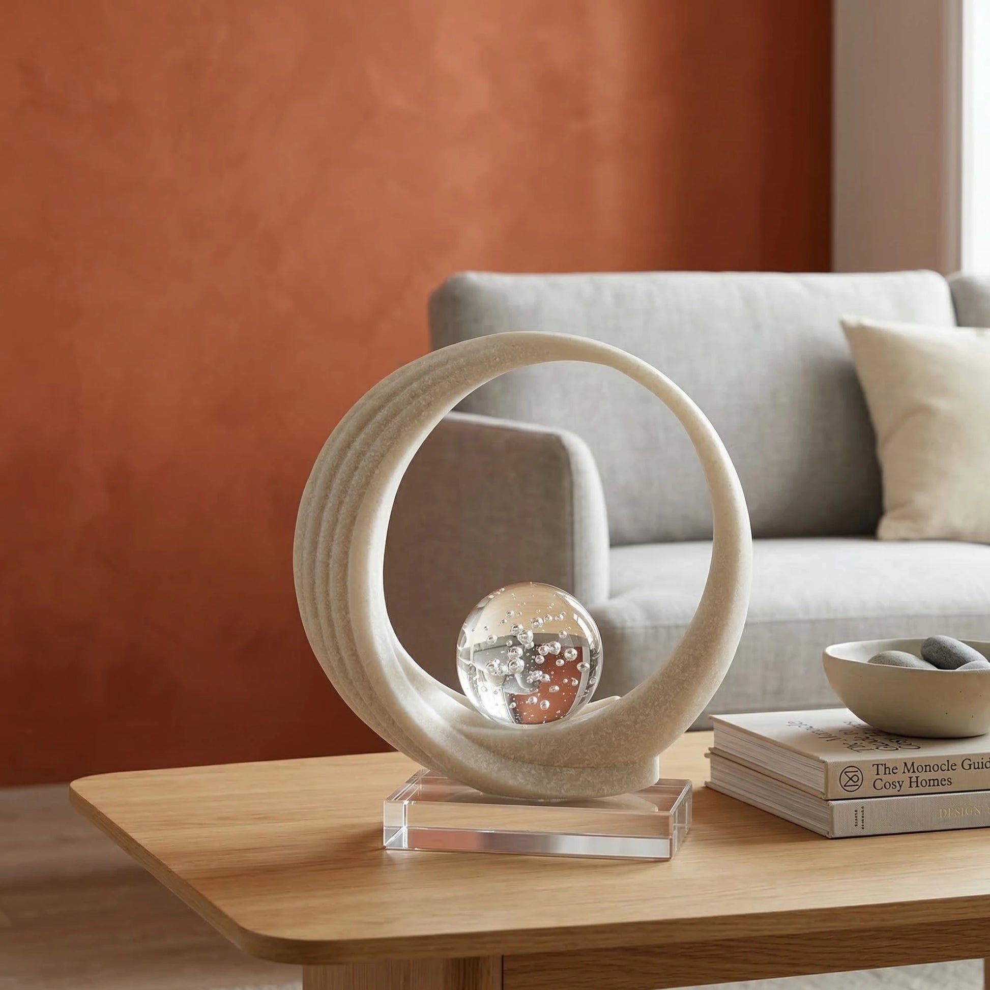 crystal glass orb tabletop decor