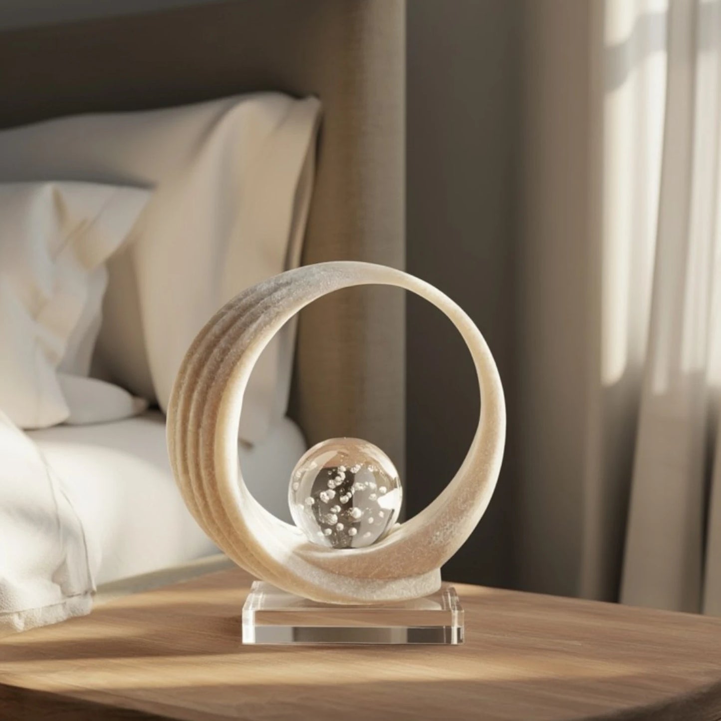 crystal glass orb tabletop decor