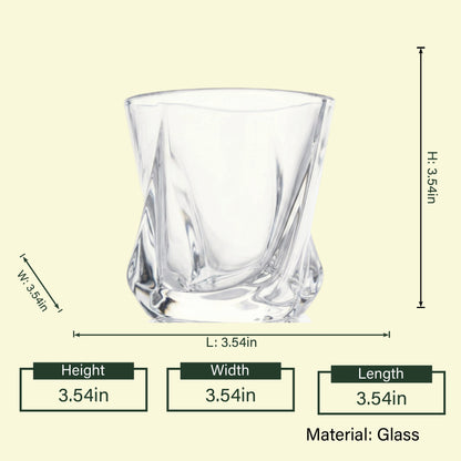 Twisted swirl whiskey tumbler, 3.54in spec