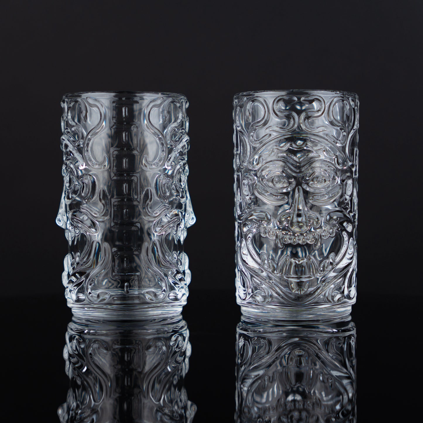 Clear Carved Tiki Tumblers - Set of 6