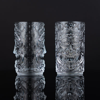Clear Carved Tiki Tumblers - Set of 6