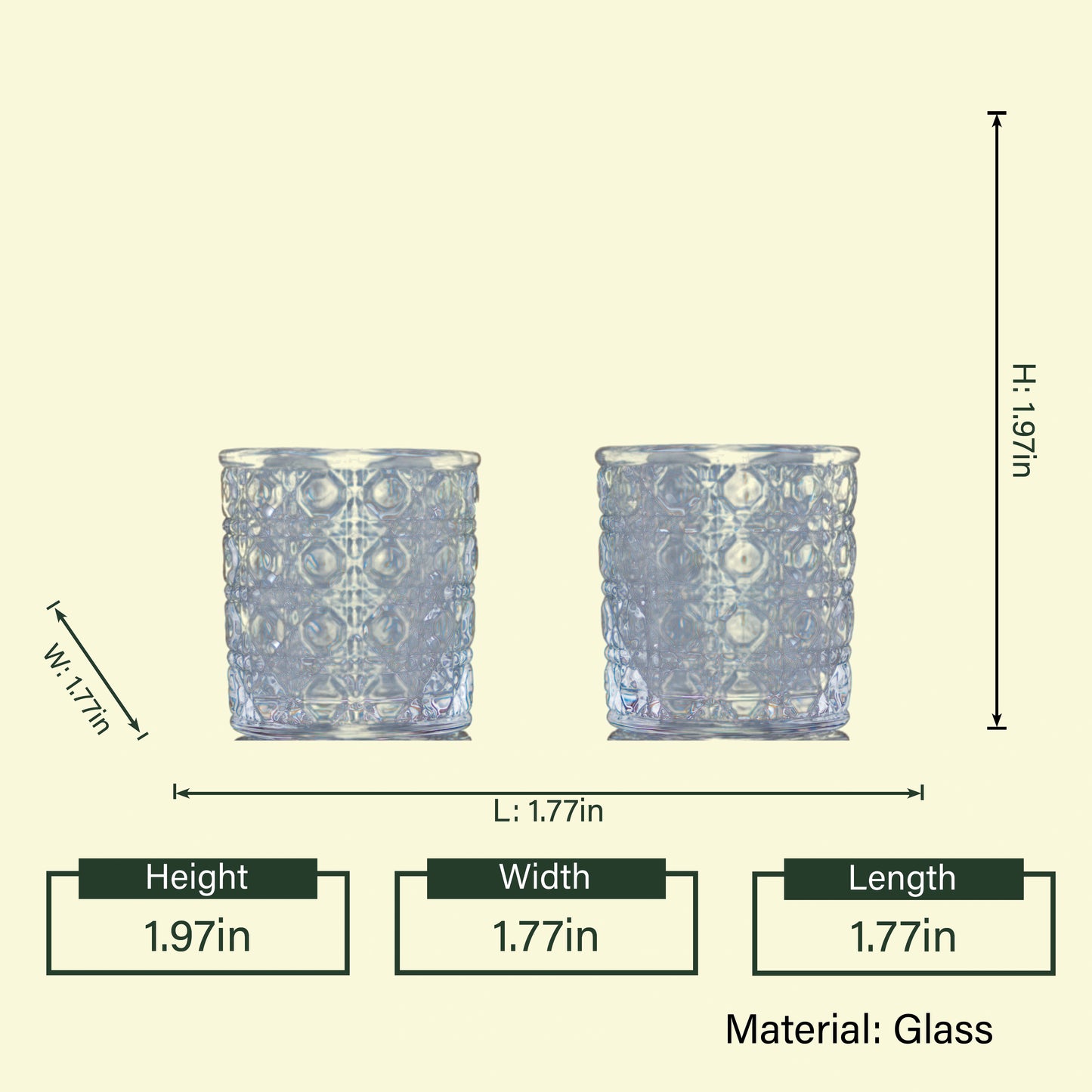 Cut crystal shot pair, 1.97in size diagram