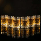 whiskey glasses set with hammered texture for bar and home use