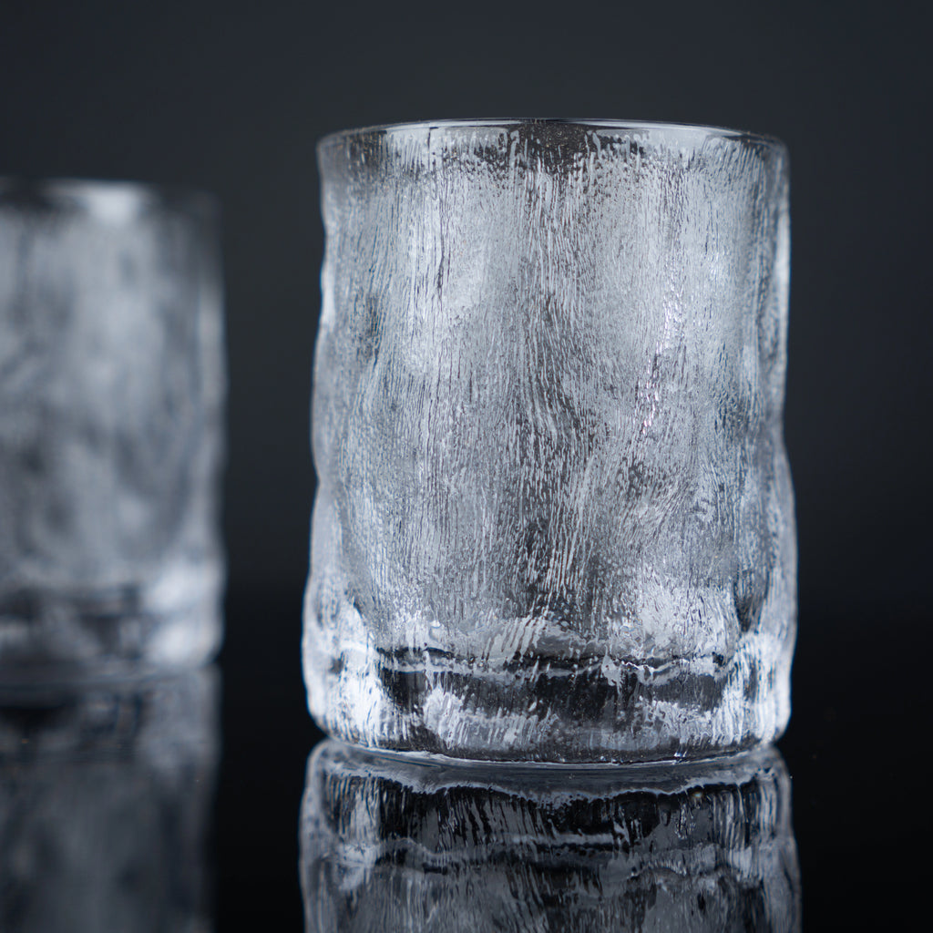 whiskey glasses set with hammered texture for bar and home use