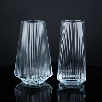 Fluted Highball Tumbler Glasses - Set of 6