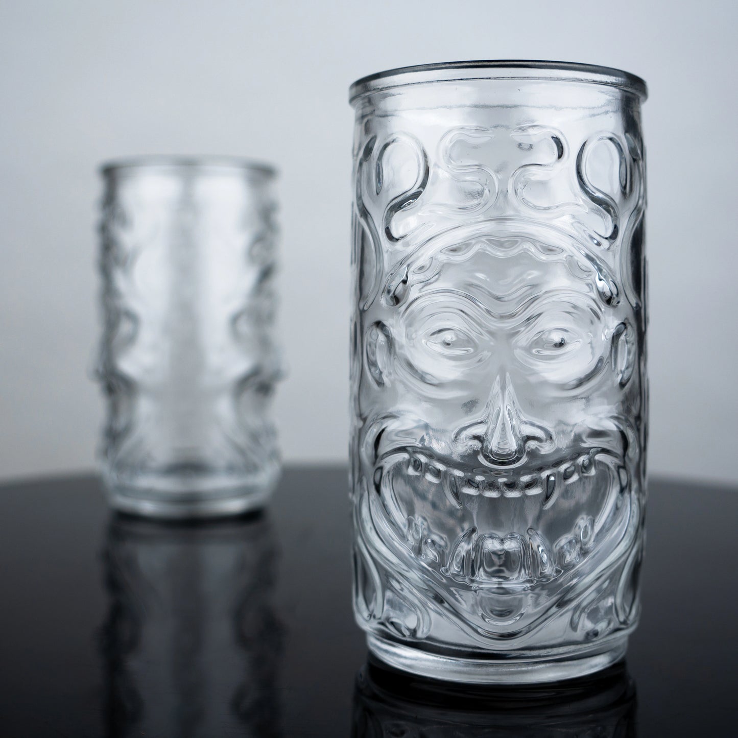 Carved Tiki Highball Glasses - Set of 6